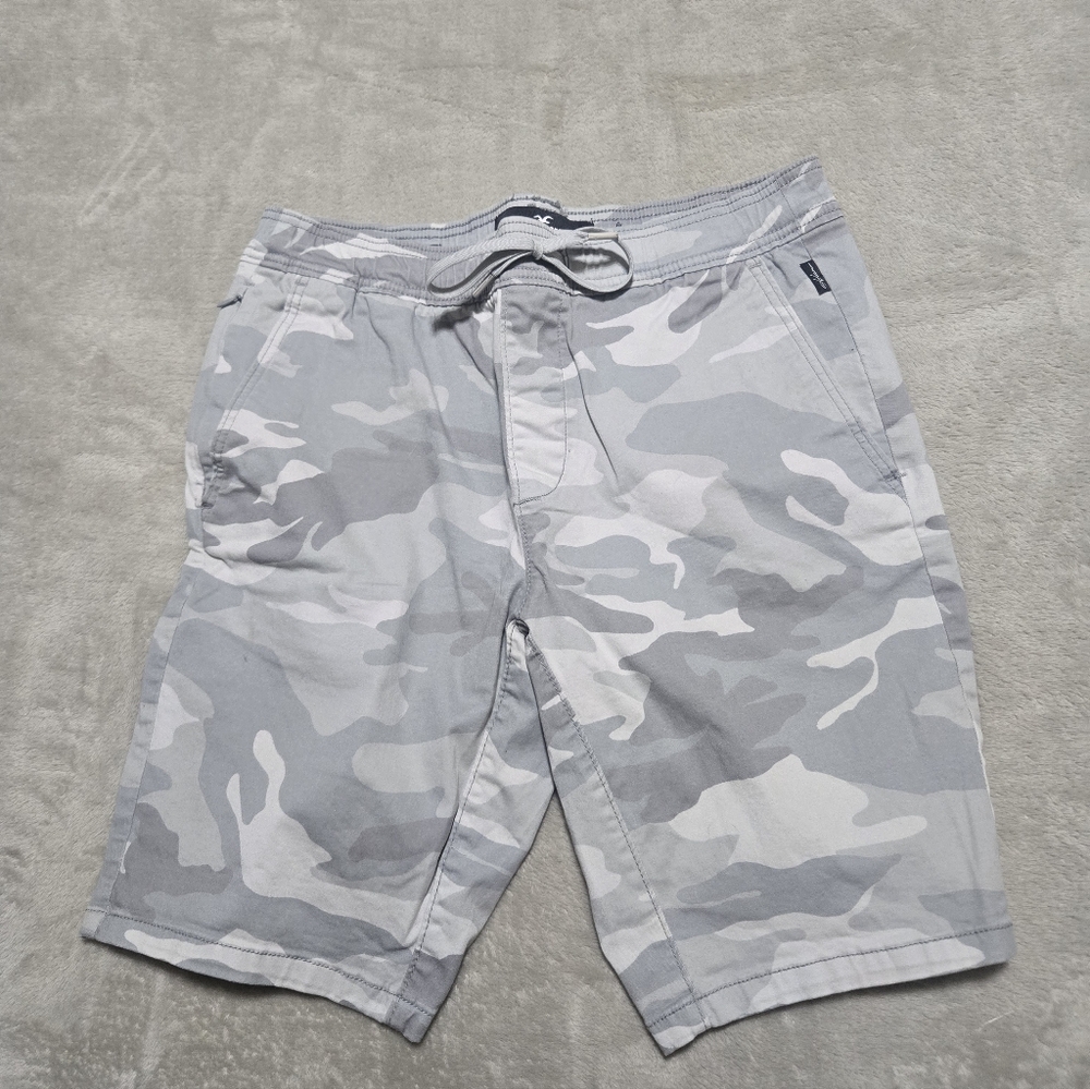 Hollister Grey & White Camo Jogger Shorts 9" Advanced Stretch Chino Preppy